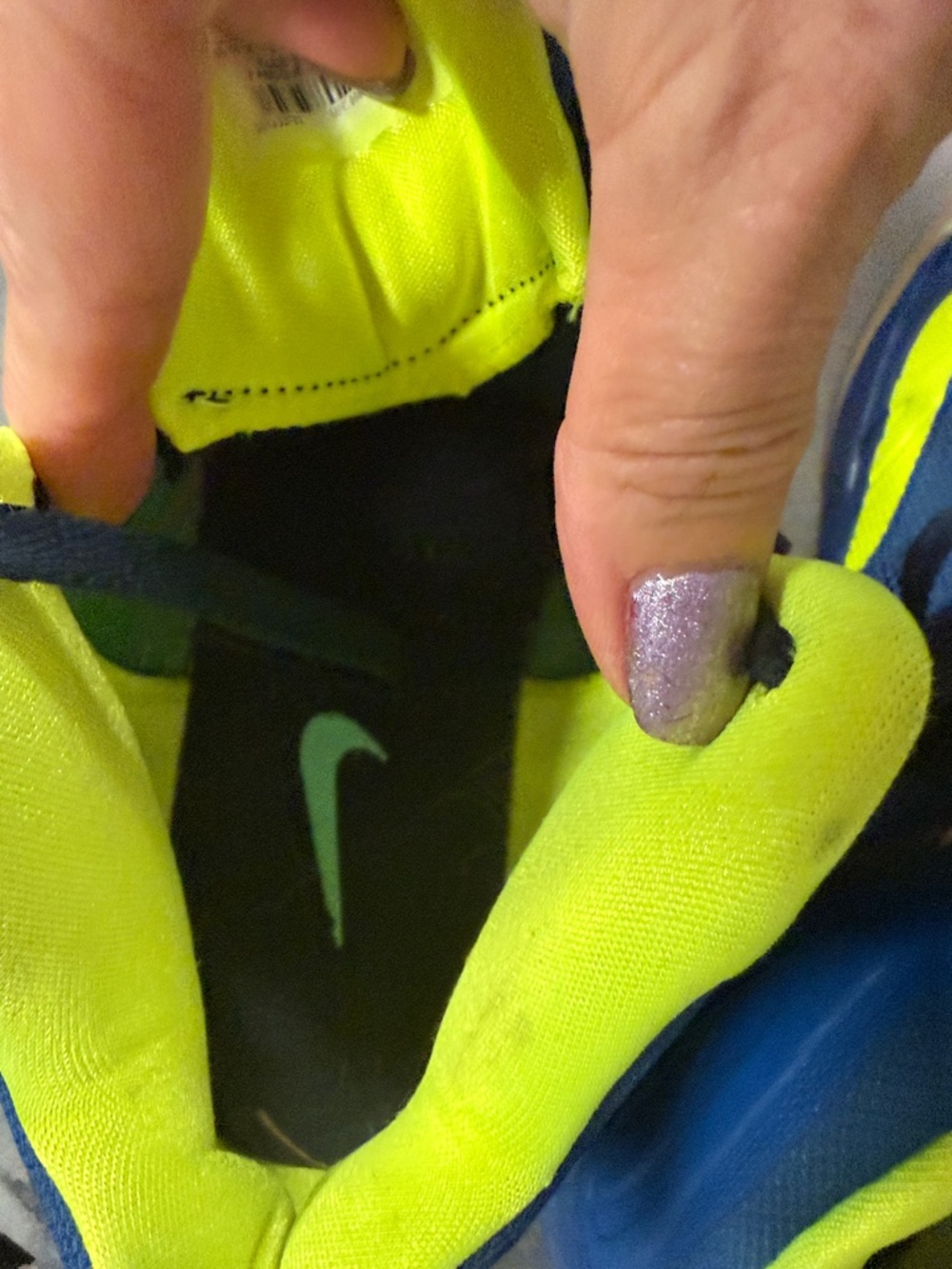 Nike Blue and Neon Yellow High-Top Basketball Shoes - Picture 6 of 9